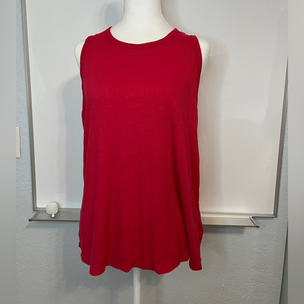 Old Navy Luxe Red Flowy Tunic Ribbed Tank Large
